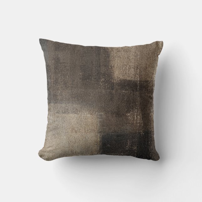 '50023' Neutral Abstract Art Throw Pillow (Front)