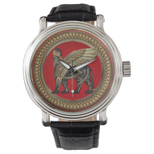 [500] Assyrian Winged Lion: Gold & Black Lamassu Watch