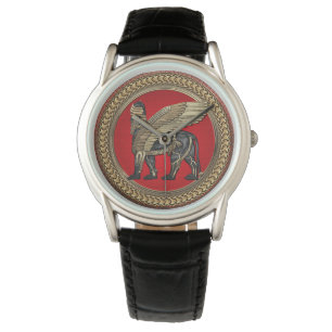 [500] Assyrian Winged Lion: Gold & Black Lamassu Watch