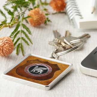 [500] Assyrian Winged Lion - Silver Lamassu Key Ring