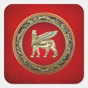 [500] Babylonian Winged Bull Lamassu [3D] Square Sticker