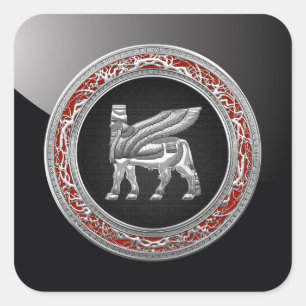 [500] Babylonian Winged Bull [Silver] [3D] Square Sticker