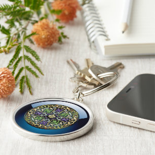 [500] Celtic Cross [Gold with Black Enamel] Key Ring