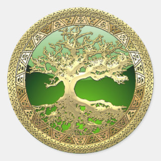 [500] Celtic Tree of Life [Gold] Classic Round Sticker