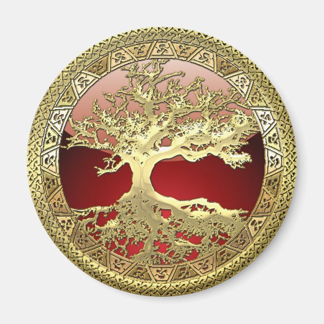[500] Celtic Tree of Life [Gold] Magnet (Front)
