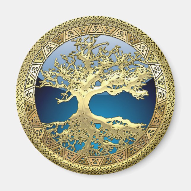 [500] Celtic Tree of Life [Gold] Magnet (Front)