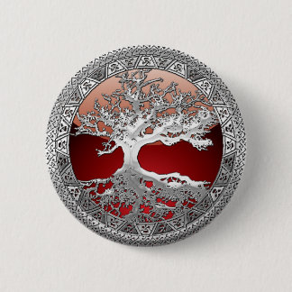 [500] Celtic Tree of Life [Silver] 6 Cm Round Badge
