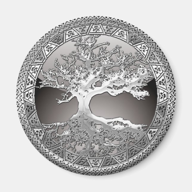 [500] Celtic Tree of Life [Silver] Magnet (Front)