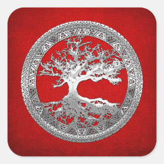 [500] Celtic Tree of Life [Silver] Square Sticker