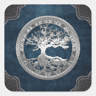 [500] Celtic Tree of Life [Silver] Square Sticker