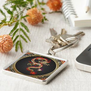 [500] Golden Chinese Dragon Fucanglong Key Ring