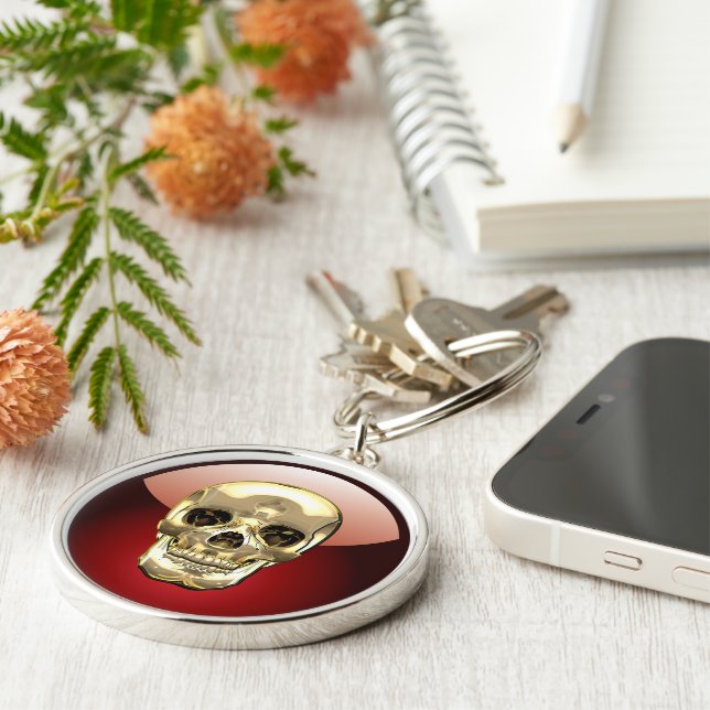 [500] Golden Human Skull Key Ring (Side)