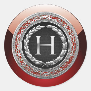 [500] “H” Silver Vintage Monogram Classic Round Sticker