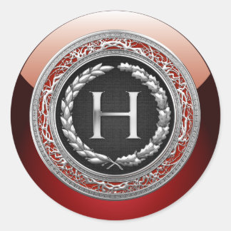 [500] “H” Silver Vintage Monogram Classic Round Sticker