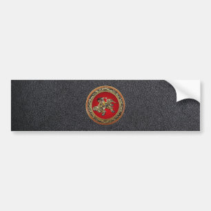 [500] Hokusai - Shoki Riding Shishi Lion Bumper Sticker