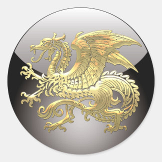 [500] Icelandic Dragon, Landvættir [Gold] Classic Round Sticker