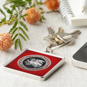 [500] Icelandic Dragon, Landvættir [Silver] Key Ring