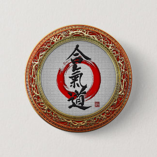 [500] Japanese calligraphy - Aikido 6 Cm Round Badge