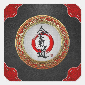 [500] Japanese calligraphy - Aikido Square Sticker