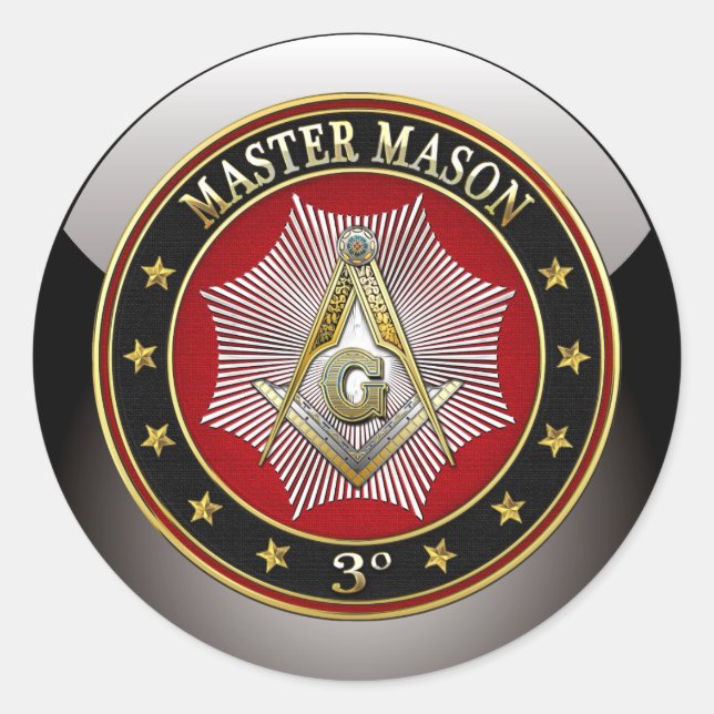 [500] Master Mason - 3rd Degree Square & Compasses Classic Round Sticker (Front)