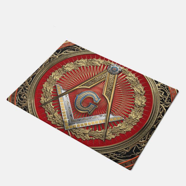 [500] Master Mason - Gold Square & Compasses Doormat (Angled)