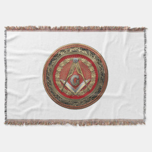 [500] Master Mason - Gold Square & Compasses Throw Blanket