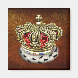 [500] Prince [King] Royal Crown [Fur+Gold][Red] Magnet