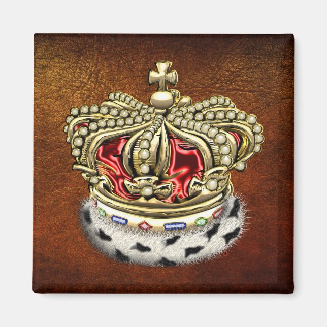 [500] Prince [King] Royal Crown [Fur+Gold][Red] Magnet (Front)