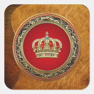 [500] Prince-Princess King-Queen Crown [Belg.Gold] Square Sticker