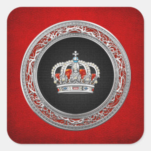 [500] Prince-Princess King-Queen Crown [Silver] Square Sticker