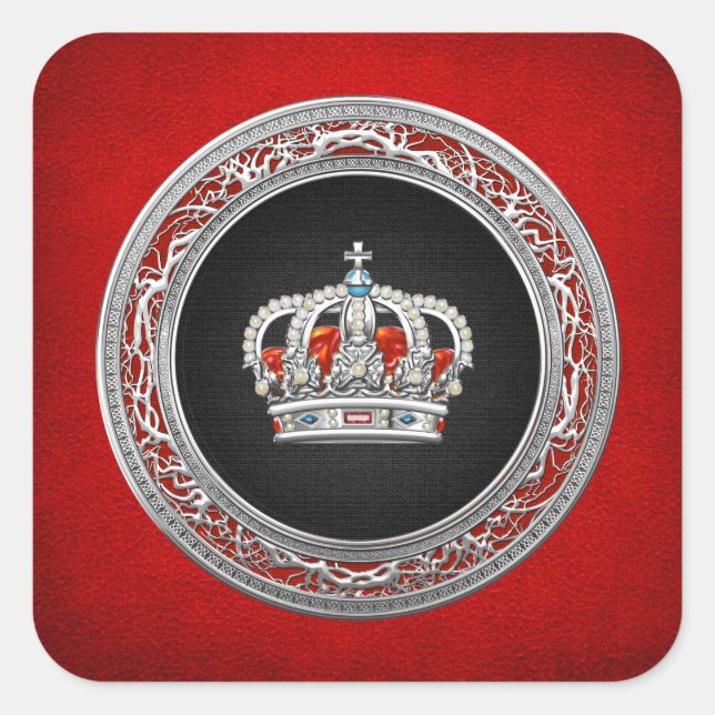 [500] Prince-Princess King-Queen Crown [Silver] Square Sticker (Front)
