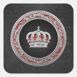 [500] Prince-Princess King-Queen Crown [Silver] Square Sticker