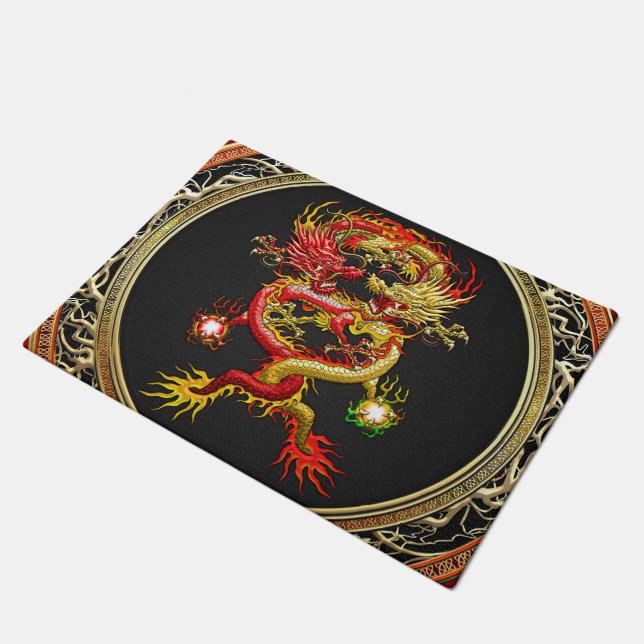 [500] Red and Yellow Dragons Doormat (Angled)