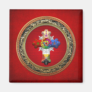 [500] Rosy Cross (Rose Croix) on Red & Gold Magnet