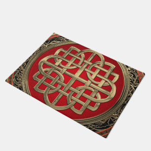 [500] Sacred Celtic Gold Knot Cross Doormat