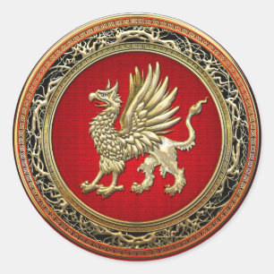 [500] Sacred Gold Griffin Classic Round Sticker