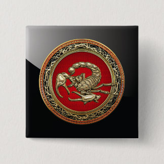 [500] Sacred Golden Scorpion on Red 15 Cm Square Badge