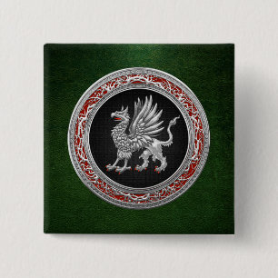 [500] Sacred Silver Griffin 15 Cm Square Badge