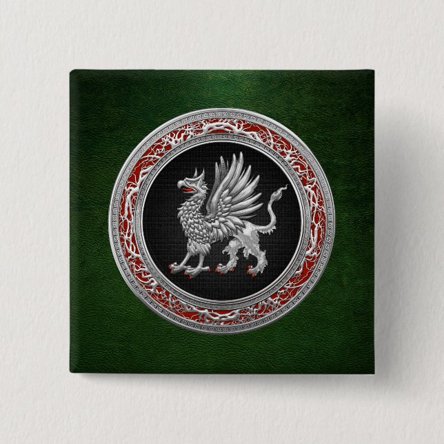 [500] Sacred Silver Griffin 15 Cm Square Badge (Front)