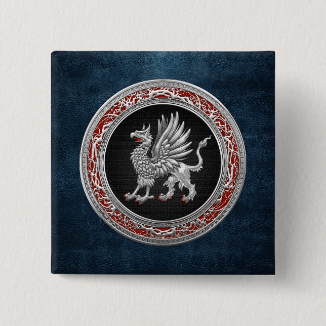 [500] Sacred Silver Griffin 15 Cm Square Badge (Front)