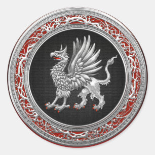 [500] Sacred Silver Griffin Classic Round Sticker