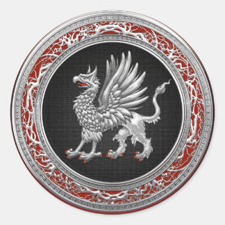[500] Sacred Silver Griffin Classic Round Sticker