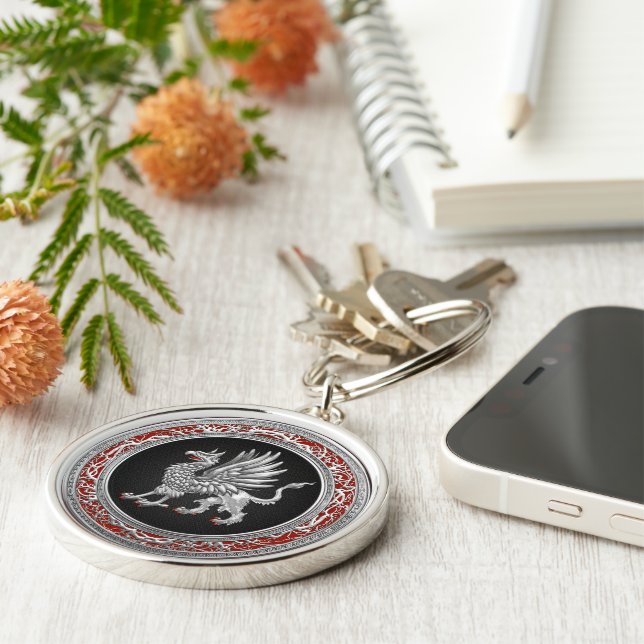 [500] Sacred Silver Griffin Key Ring (Side)