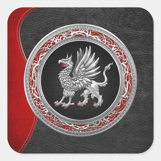 [500] Sacred Silver Griffin Square Sticker (Front)