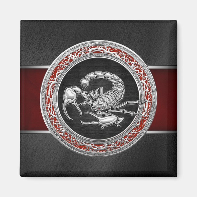 [500] Sacred Silver Scorpion on Black Magnet (Front)