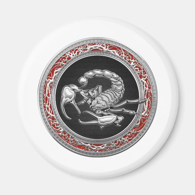 [500] Sacred Silver Scorpion on Black Magnet (Front)
