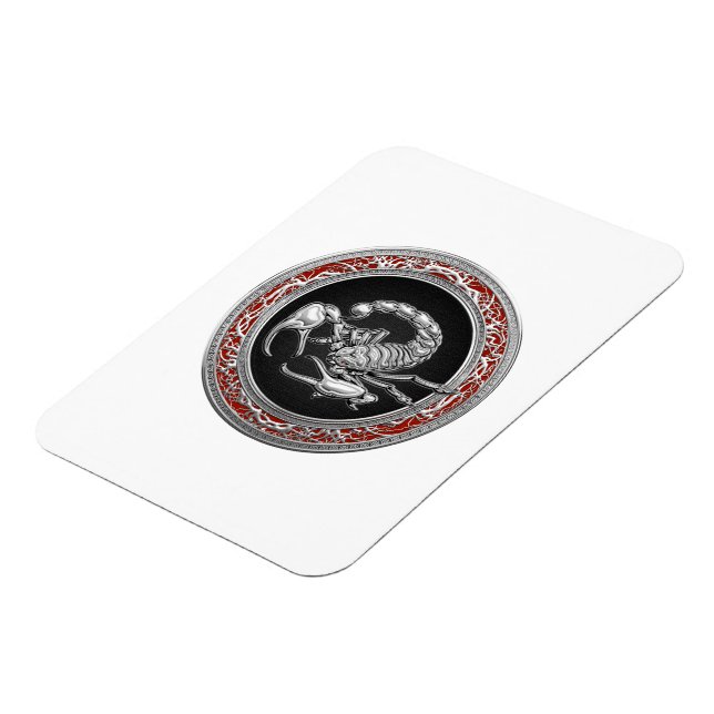 [500] Sacred Silver Scorpion on Black Magnet (Left Side)