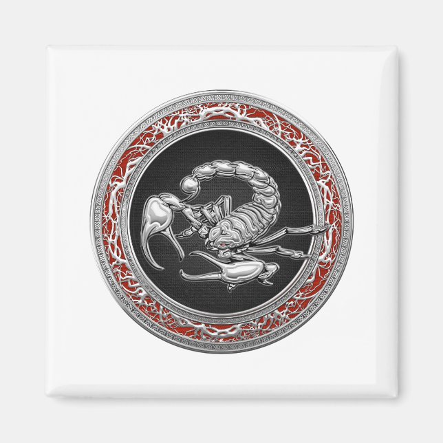[500] Sacred Silver Scorpion on Black Magnet (Front)