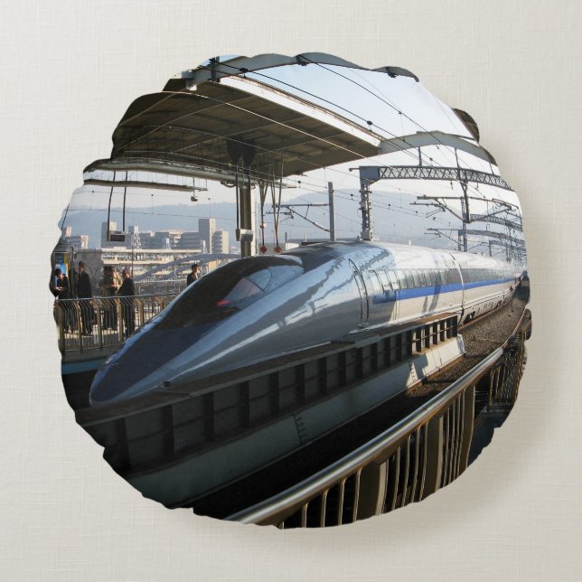 500 Series Shinkansen 新幹線 Bullet Train Round Cushion (Front)