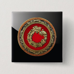 [500] Serpent God Quetzalcoatl [Gold] 15 Cm Square Badge